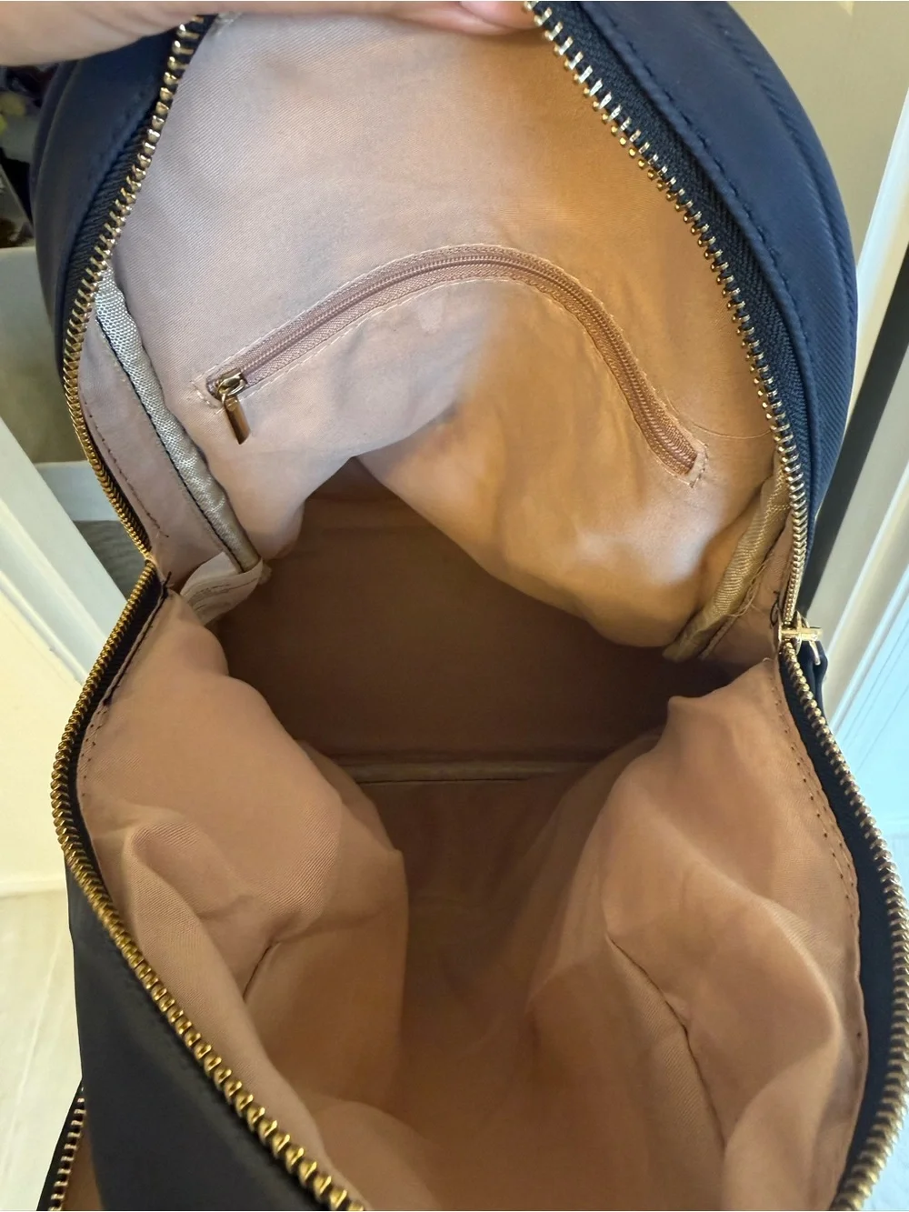 Unbranded Navy MK Logo Backpack with Gold-Tone Accents